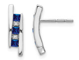 2/5 Carat (ctw) Dark Blue Sapphire Stick Earrings in 14K White Gold